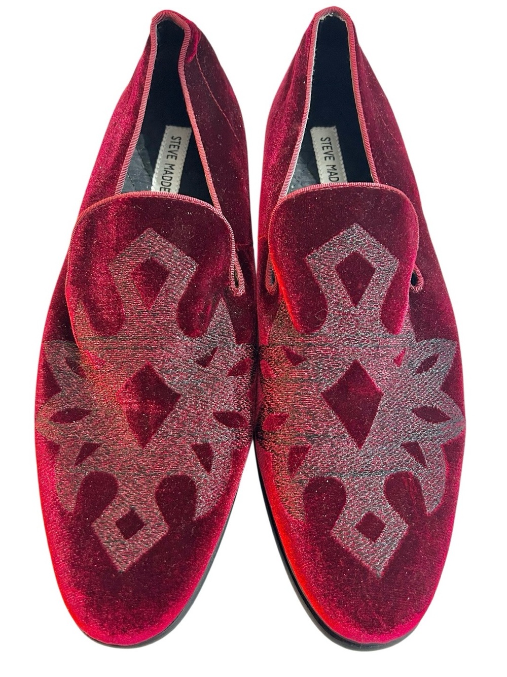 Steve Madden Mens Lorax Slip-On Loafer Burgundy Velvet Sz 10.5M Venetian-style